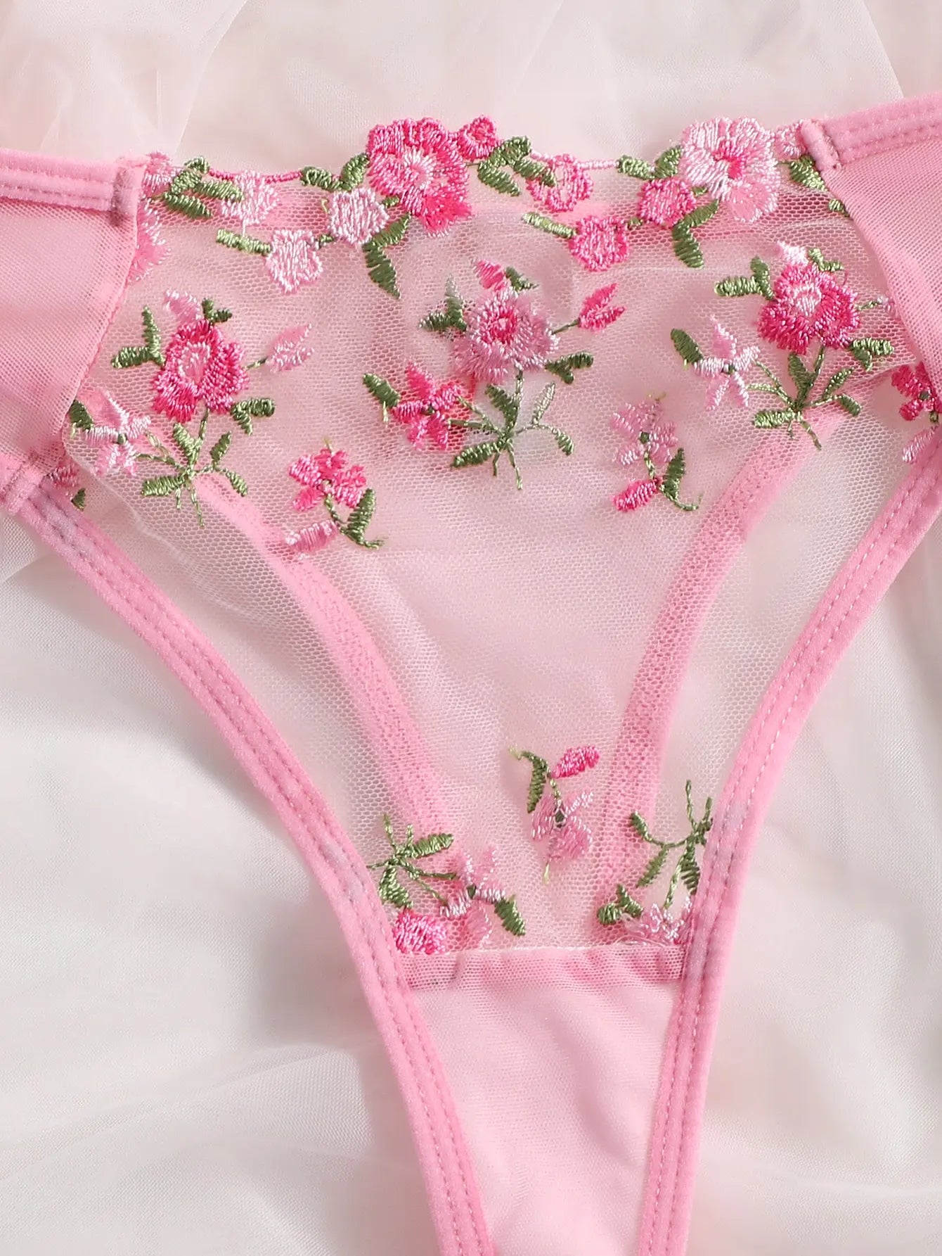 Floral Embroidery Lace Lingerie Set