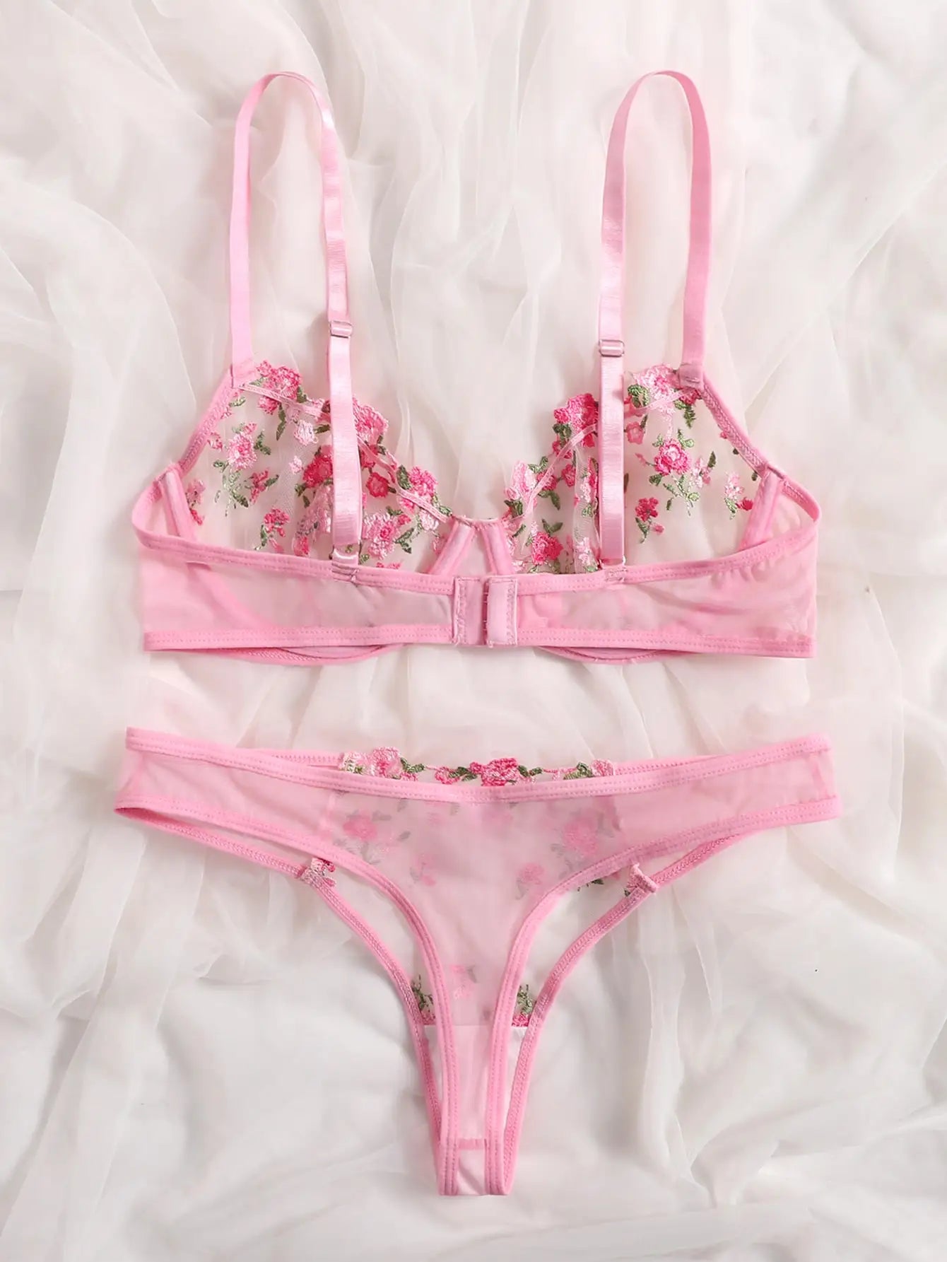 Floral Embroidery Lace Lingerie Set