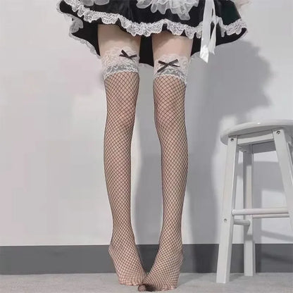 Cute Bow Lace Top Thigh High Stockings