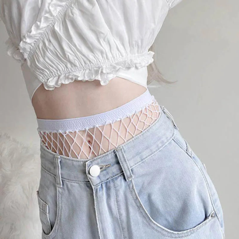 Sexy White High Waist Fishnet Stocking