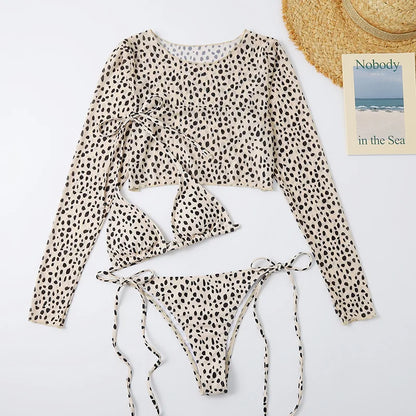 3-Piece Leopard Print Micro Bikini Set