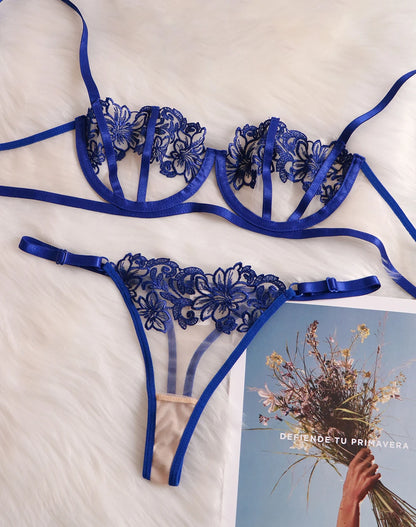 Cobalt 2-Piece Lace Lingerie Set